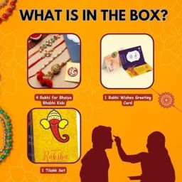 craftvatika Bhaiya Bhabhi RAKHI236 Kundan, Mauli Thread, Pearl Rakhi, Chawal Roli Pack, Greeting Card Set image 2