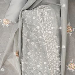 Unstitched Cotton Blend Salwar Suit Material Embroidered-image-10
