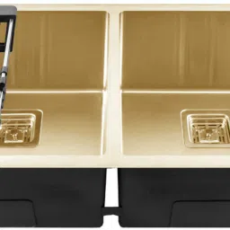 45"x20"x10" Inch Double Bowl Premium Handmade Kitchen Sink Matte Finish FS-16GOLD Vessel Sink-image-56