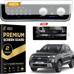 spartan shield Screen Guard for HYUNDAI CRETA 2024 FACELIFT || DUAL FULL TOUCHSCREEN INFOTAINMENT + AC Panel Matte Guard | SX SXTech SXO Anti Scratch Car Display Accessories [Not Tempered Glass]-13