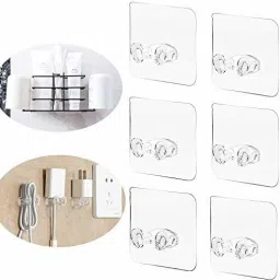 truenook Adhesive Hooks, Adhesive Toothbrush Holder Wall Mounted, Multi-Function Wall Storage Hook, Transparent Seamless Reusable, Power Plug Socket Holder, Razor Holder - 6 PCS Hook 6 image 2