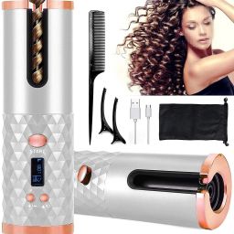 Cordless Automatic Hair Curler Portable Electric Wand Curling Iron-Recharger Auto Crimper Hair Waver with LCD, 6 Adjustable Temperature & Timer Settings, Advance Quick heat Ceramic, Electric Hair Curler, Wireless/cordless Hair Curler, Auto Shut-Off Hair Styling Tools for Women 39 Hair Curler-image-64