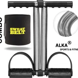COMBO 1 BLACK DOUBLE SPRING TUMMY TRIMMER & 1 SWEAT BELT Fitness Accessory Kit Kit-image-3