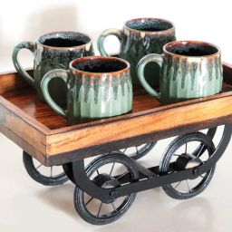 Wooden Wheel/Thela Shaped Tray For Table (12Inch) Tray Serving Set-image-14