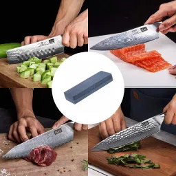 wovas Premium Sharpening Stone For Sharpening Knives and Tool, 2 Side Grit, Non Slip, Polishing Tool for Kitchen, Combination Stone, Best Grinding Device. Knife Sharpening Stone image 4