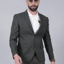 Men Self Design Single Breasted Casual Blazer-image-33