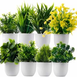 Set Of 8 Artificial Plants With Pot/Vase For Home Decoration Bonsai Wild Artificial Plantwith Pot-17
