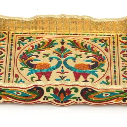 navrang Lemon Set Meenakari Tray WIth Handle Serving Tray Set Glass Tray Set image 4