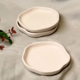 Handmade White Handmade Dessert Plate (Set of 2) Dinner Plate-image-47