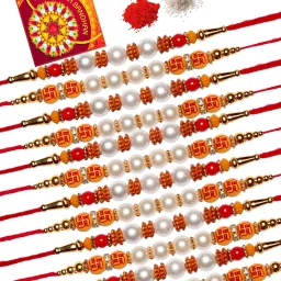 Religious R8-6,R6-6 Assorted Rakhi, Chawal Roli Pack, Greeting Card Set-16