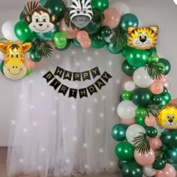 Solid jungle animal theme birthday party net decorations items kit combo set children Balloon-16