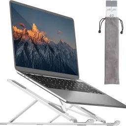 TAPUJI Laptop Stand for Desk, Portable Laptop Stand Adjustable Height, Foldable Laptop Holder, Non-Slip Aluminum MacBook Computer Stand 9 Angles Anti-Slip Laptop Riser Compatible with 7-17 inch Laptops Laptop Stand-image-72