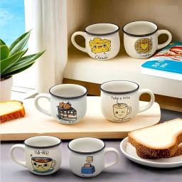 Ceramic Ceramic Tea Cups Set of 6 Coffee Chai Serving Cup Microwave & Dishwasher Safe-image-4
