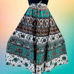 Women Printed Flared Multicolor Skirt-image-59