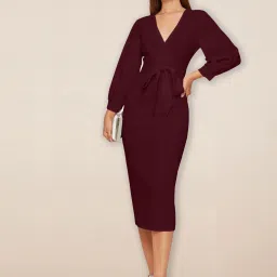 Women Bodycon Black Midi/Calf Length Dress-image-66