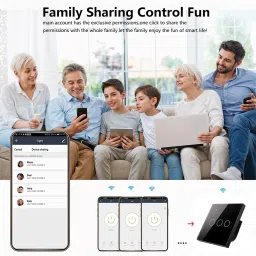 Ledgebit Smart Home Touch Wi-Fi Light Switch, 3 Gang Smart Wi-Fi Wall Switch, Smart Switch image 5