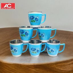 Pack of 6 Stainless Steel, Plastic Evolo Tea Cup Set | Steel Cups | Coffee Cups| | Coffee Mug-26