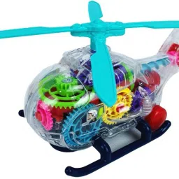 Transparent Gear Helicopter Toy for Kids with Lights, Music and Bump & Go Mode-2