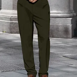 rajovati Men Regular Fit Dark Green Viscose Rayon Trousers-picture-7