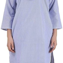 HOUSEKEEPING SALWAR KURTA (LIGHT BLUE STRIPED & DARK BLUE) Striped Kurta, Salwar & Dupatta Set-image-1