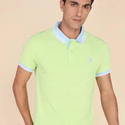 u.s. polo assn. Men Solid Polo Neck Pure Cotton Light Green T-Shirt-picture-16