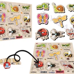 Wooden Insect Peg Puzzle Learn Insects Montessori Educational Board Toy Kids-image-82