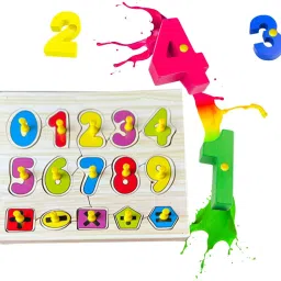 shalafi Wooden Colorful Learning Letters Number Blocks Matching Board Counting Puzzle image 4