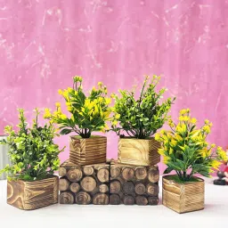 Wooden Potted Plants For Home Office Bedroom Living Room TV Cabinet Tabletop Green Eucalyptus Artificial Flower-27