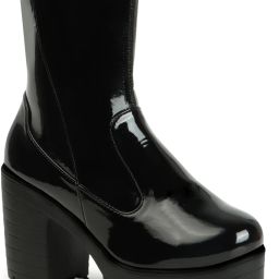 Bold and Breezy Black Patent Leather Ankle Length Heeled Boots for Women & Girls Boots For Women-image-1