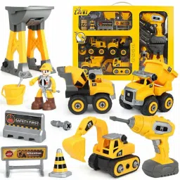 quasar Assembly Toy Disassembling Trucks Play Set Unbreakable Construction Building Toy Car with Screwdriver, Robot Toy Car for Kids- Age 3+ Years image 2