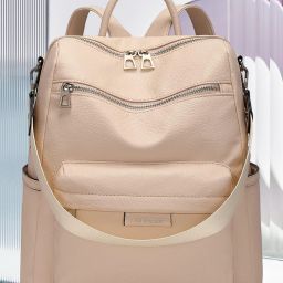 Medium 25 L Laptop Backpack Purse for Women Convertible 25L Travel Vintage PU Leather Shoulder-image-64