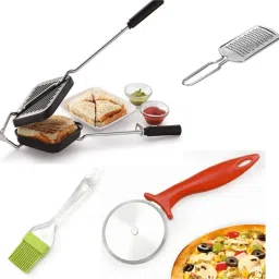 TOASTER /PIZZA CUTTER /CHEESE GRATER /SILICON BRUSH 4 PC SET COMBO 1 W Pop Up Toaster-18