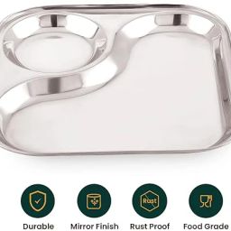 Stainless Steel Heart Shape Samosa Plates Sectioned Plate-image-52