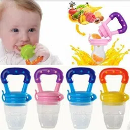 kajaree Silicone Fruit Teether & Food Nibbler & Spoon Bottle (Multicolor) (Pack of 3) Teether and Feeder image 4