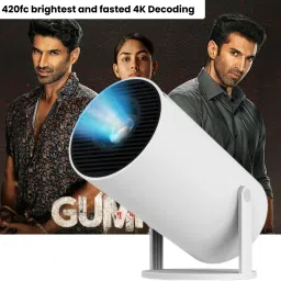 SACRO Smart Projector for Home 4K Support Rotabable Design withApp Netflix,YouTubeX458 (4500 lm / 1 Speaker / Wireless / Remote Controller) Portable Projector-21
