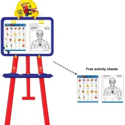 jayaansh traders 8 in 1 Dual Sided Spiderman Easel Board for Educational Learning Activities (Multi functional White & Black board) image 3