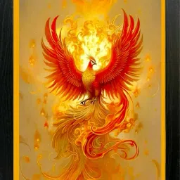 PHOENIX BIRD FRAME | FINIX PAKSHI FRAMED | VASTU FOR SUCCESS PHINIX Digital Reprint 9 inch x 13 inch Painting-40