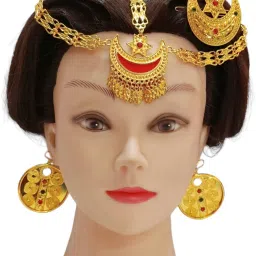 Fabric, Silver, Copper, Glass, Stainless Steel Gold-plated Gold Jewel Set-image-5
