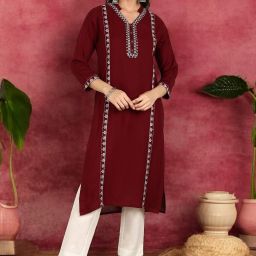 Women Embroidered Viscose Rayon Anarkali Kurta-image-11