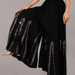 Women Flared Multicolor Viscose Rayon Trousers-image-2
