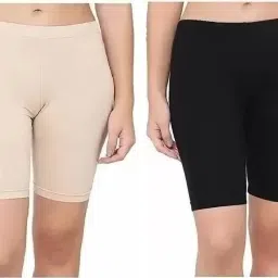 Pack of 2 Solid Women Multicolor Cycling Shorts-11