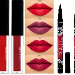 grasp Beauty Set of 4 Liquid Matte lipstick and 3 pcs HD Eyeliner-image-27