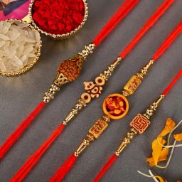 Religious RK24_MB_PAK_4xD1 Assorted Rakhi Set-image-90