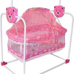 New Born Baby Cradle, Baby Swing, Baby jhula, Baby palna, Baby Bedding, Baby Bed, Crib, Bassinet with Mosquito Net for 0-9 Months (Pink)-19