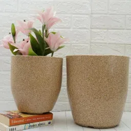 gold dust Brown Plastic (Set of 2) Floor Planter-picture-16