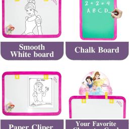 sabirat 5In1 Princess Easel, No Tools, Activity Sheet, Adjustable, White & Black Board image 2
