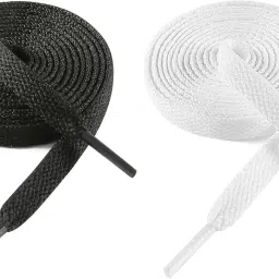 house of common shoe laces Black White flat 90cm for sneakers canvas Shoes 2 pair Shoe Lace-image-44