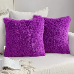Fur pillow Microfibre Solid Cushion Pack of 2-26