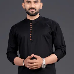 Men Solid Cotton Blend Straight Kurta-image-94