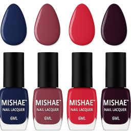 Nail Polish Set for Women Black, Wine, Navy, Taupe, Glossy Finish, Long-Lasting & Chip Resistant-image-58